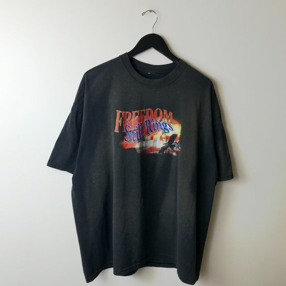 Bleached Vintage Freedom Still Rings Make No Mistake T Shirt Adult Black XL Logo - Picture 12 of 16